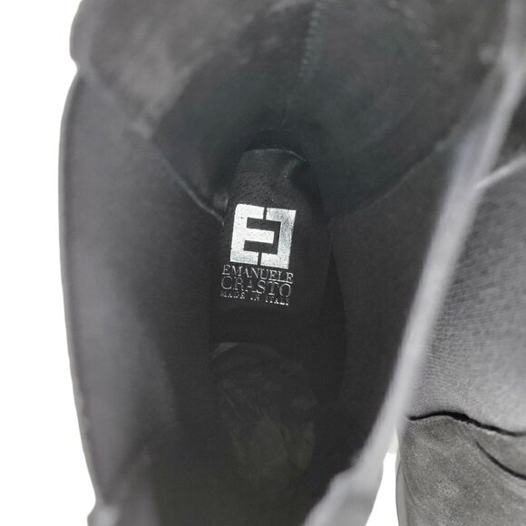 Made In Italy Suede Leather Chunky Heel Chelsea Booties Ankle Boots Black Sz 10 - Picture 8 of 16